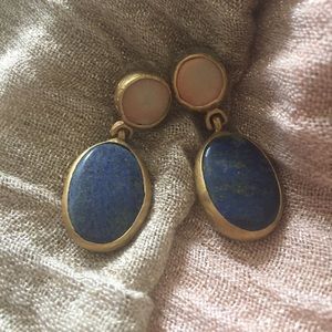 Earrings lapis lazuli. Gold plated .